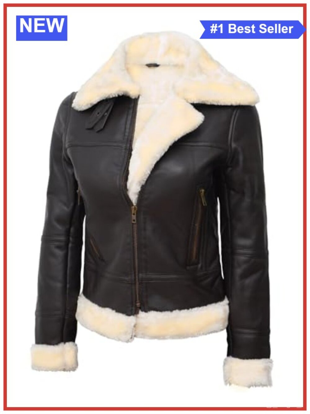 Womens Real Lambskin Leather Sherpa Aviator Jacket Winter Coat